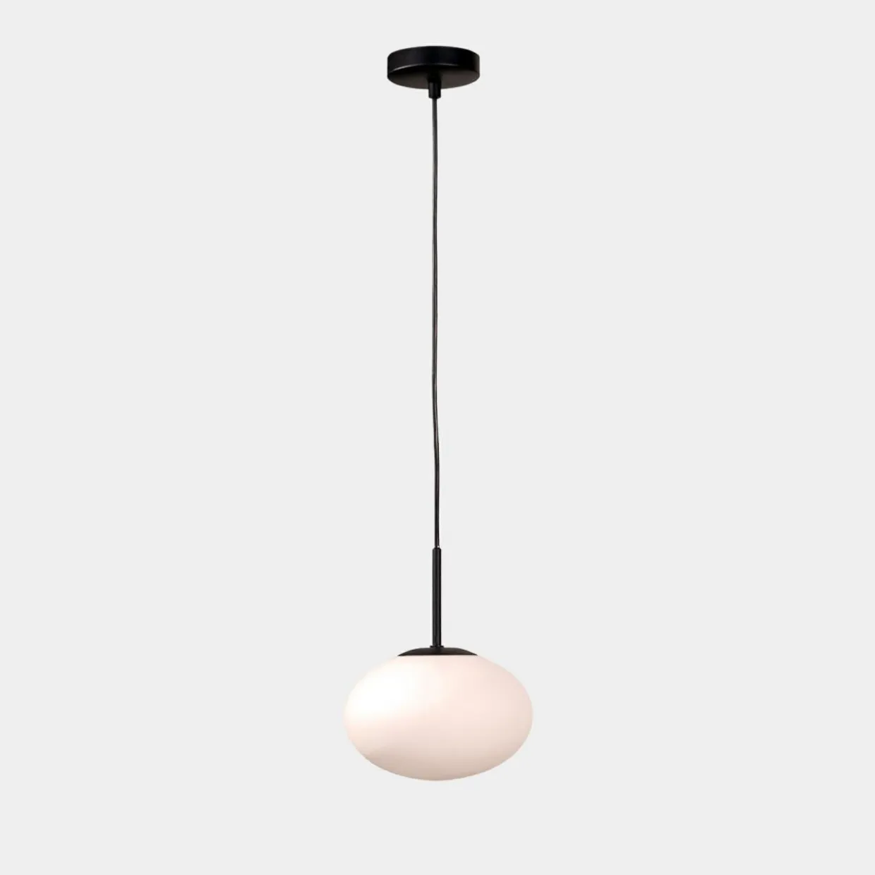 Lampa wisząca biały klosz biało-czarna UFO 20 cm