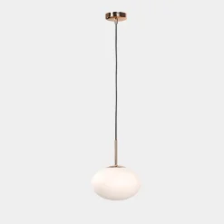 Lampa wisząca biały klosz biało-złota UFO 20 cm