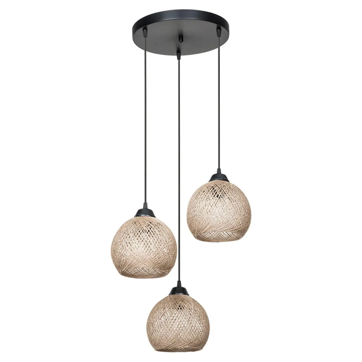 Lampa wisząca boho pleciona beżowo-czarna YUMAK 3