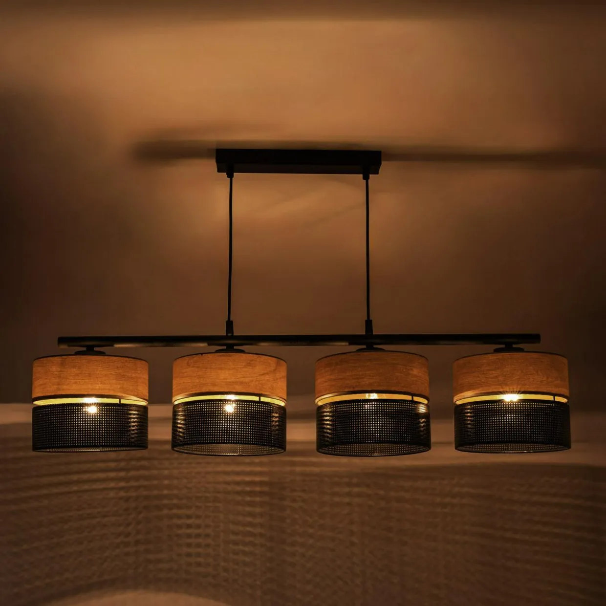 Lampa wisząca boho z abażurem NICOL IV