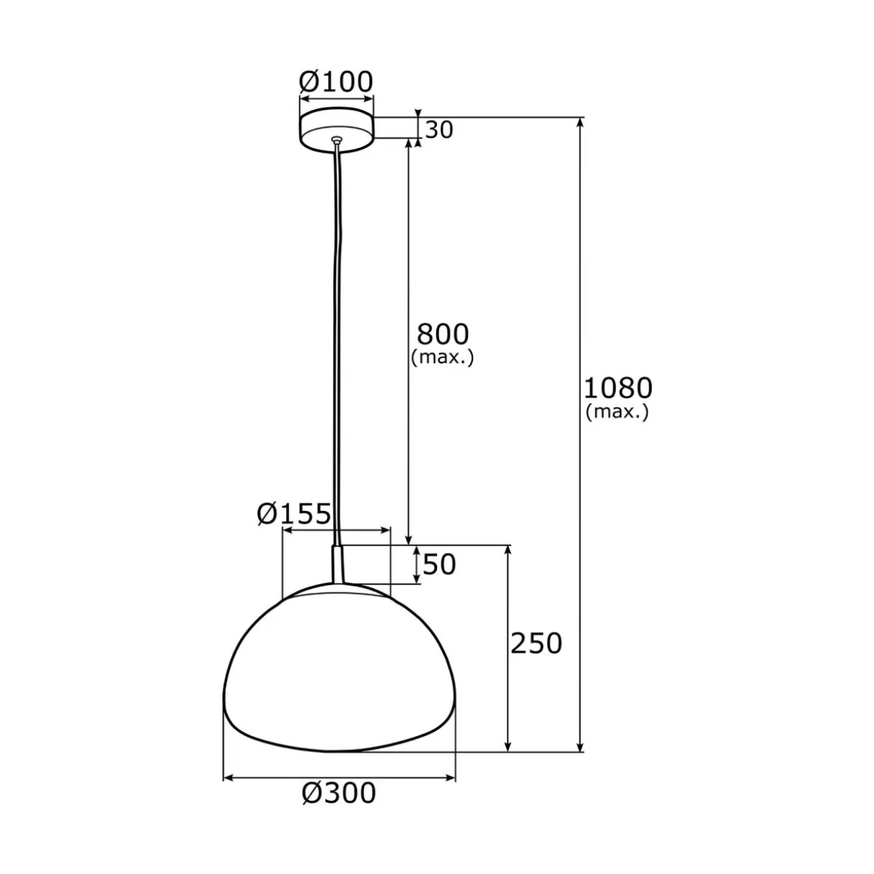 Lampa wisząca czarna TRINI fi 30 cm