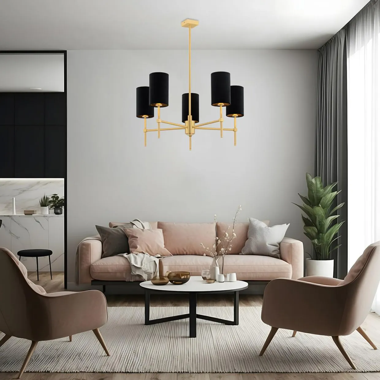 Lampa wisząca czarno-złota ABRUZZO