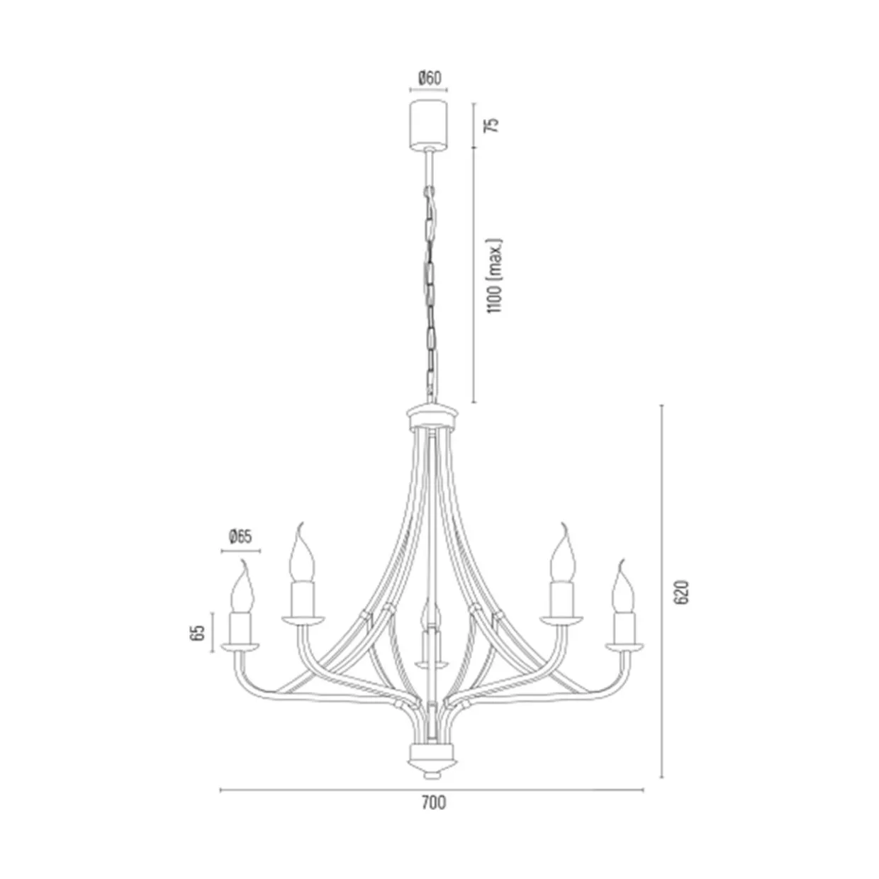 Lampa wisząca czarno-złota LORENZO 5