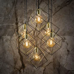 Lampa wisząca designerska czarno-złota ALAMBRE VI