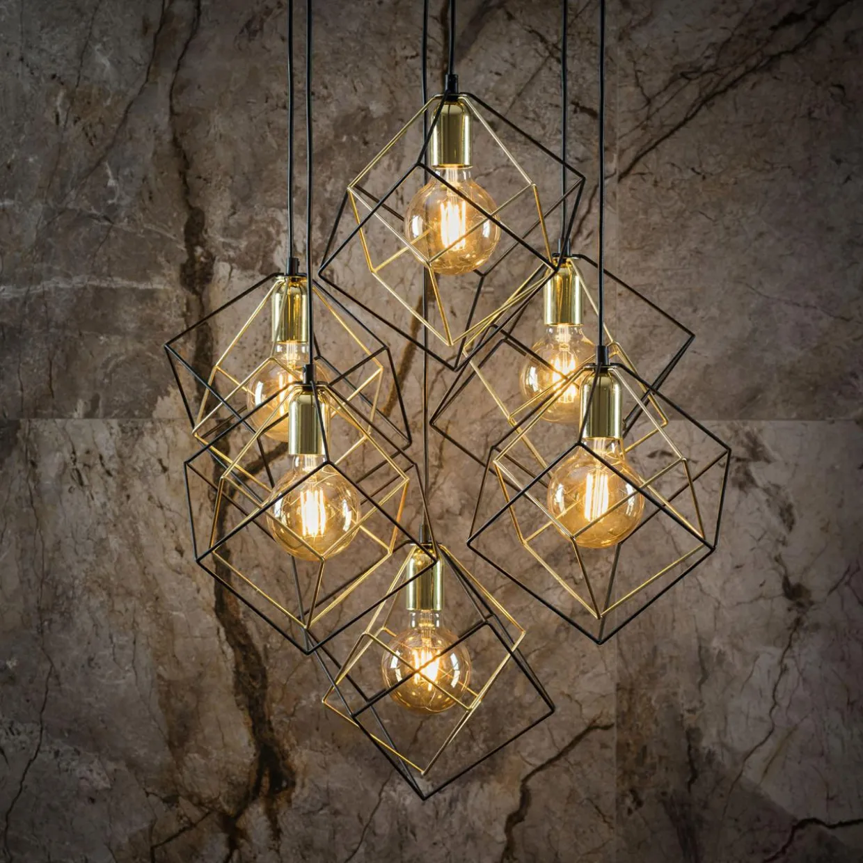 Lampa wisząca designerska czarno-złota ALAMBRE VI