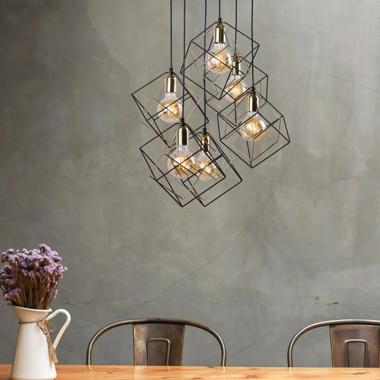Lampa wisząca designerska czarno-złota ALAMBRE VI