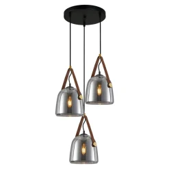 Lampa wisząca dymione klosze czarna SOLTA 3