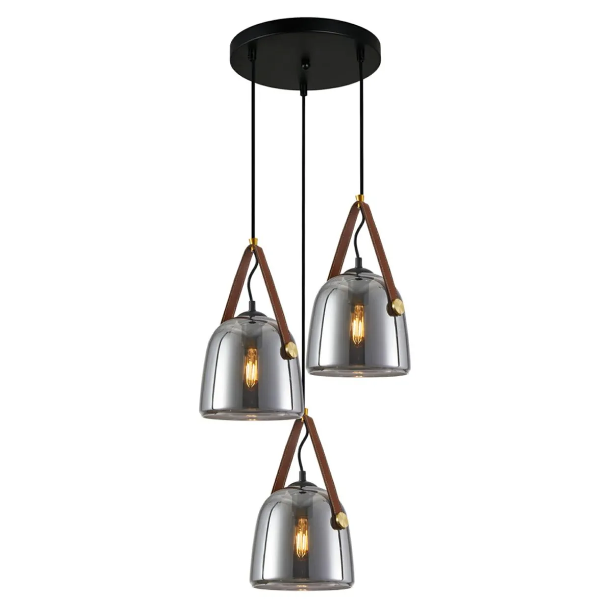 Lampa wisząca dymione klosze czarna SOLTA 3