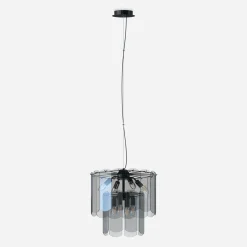 Lampa wisząca dymione szkło czarna NIRA φ43 cm
