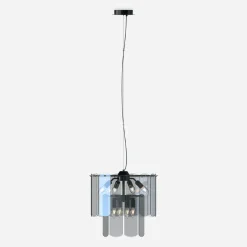 Lampa wisząca dymione szkło czarna NIRA φ43 cm