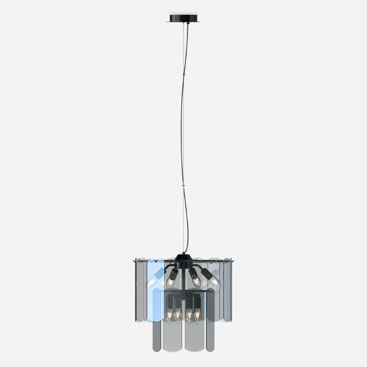 Lampa wisząca dymione szkło czarna NIRA φ43 cm