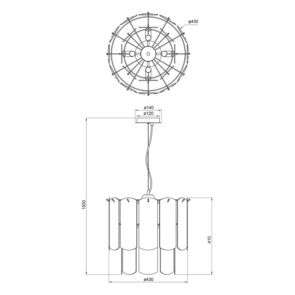 Lampa wisząca dymione szkło czarna NIRA φ43 cm
