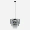 Lampa wisząca dymione szkło czarna NIRA φ56 cm