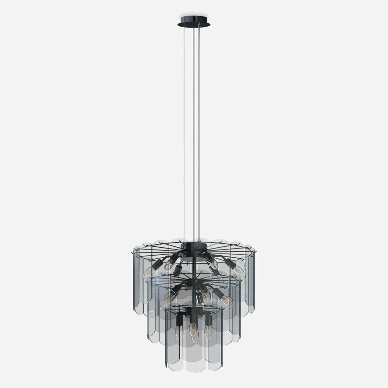 Lampa wisząca dymione szkło czarna NIRA φ56 cm
