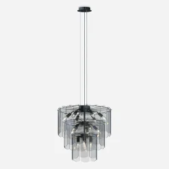 Lampa wisząca dymione szkło czarna NIRA φ56 cm