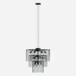 Lampa wisząca dymione szkło czarna NIRA φ56 cm