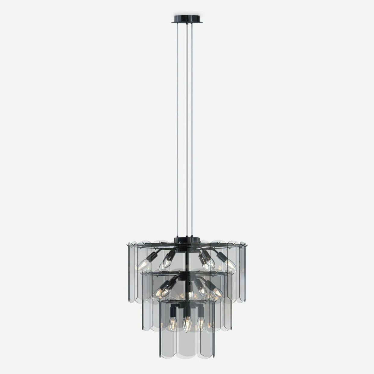 Lampa wisząca dymione szkło czarna NIRA φ56 cm