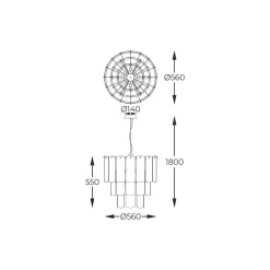 Lampa wisząca dymione szkło czarna NIRA φ56 cm