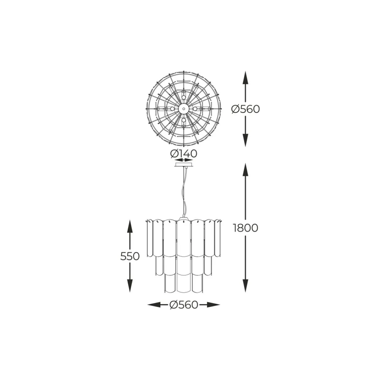 Lampa wisząca dymione szkło czarna NIRA φ56 cm