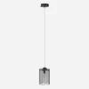 Lampa wisząca dymione szkło czarna NIRA φ16 cm