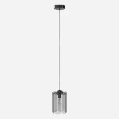 Lampa wisząca dymione szkło czarna NIRA φ16 cm