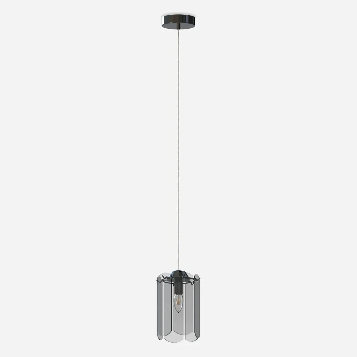 Lampa wisząca dymione szkło czarna NIRA φ16 cm