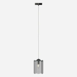 Lampa wisząca dymione szkło czarna NIRA φ16 cm