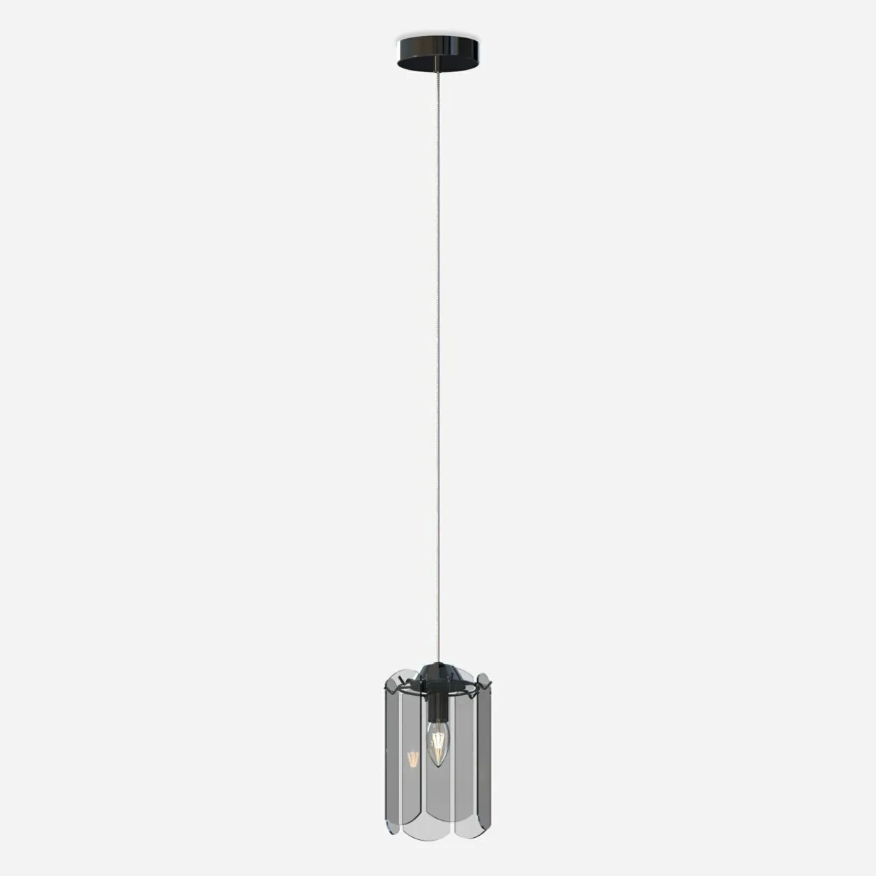 Lampa wisząca dymione szkło czarna NIRA φ16 cm
