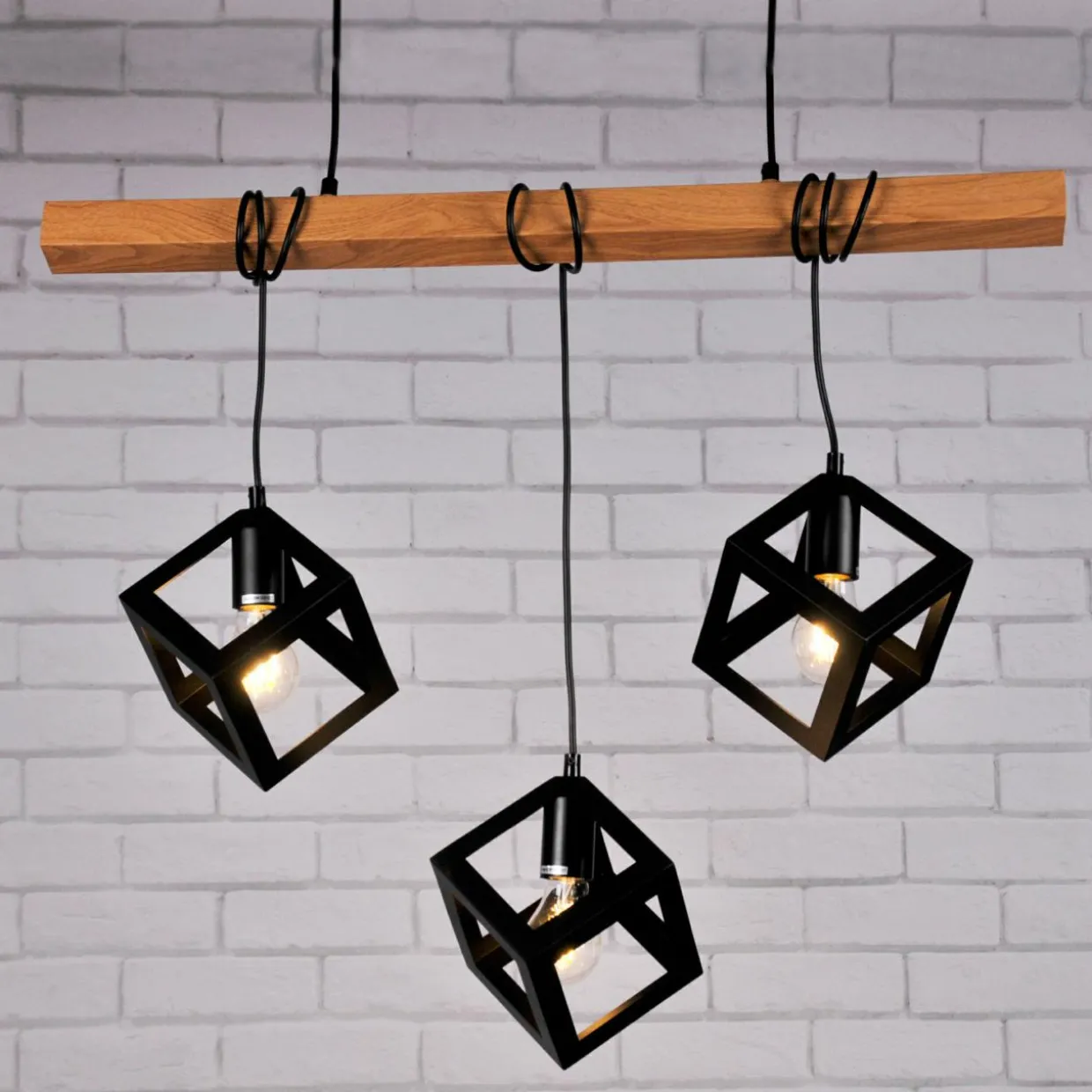 Lampa wisząca geometryczna 3-punktowa SWEDEN WOOD