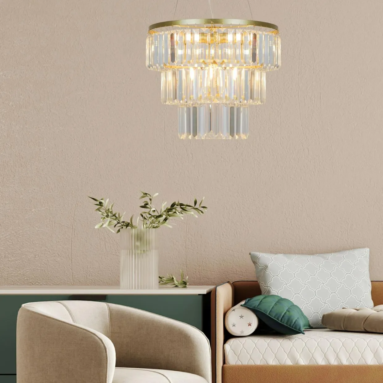 Lampa wisząca glamour złota TIFANNY