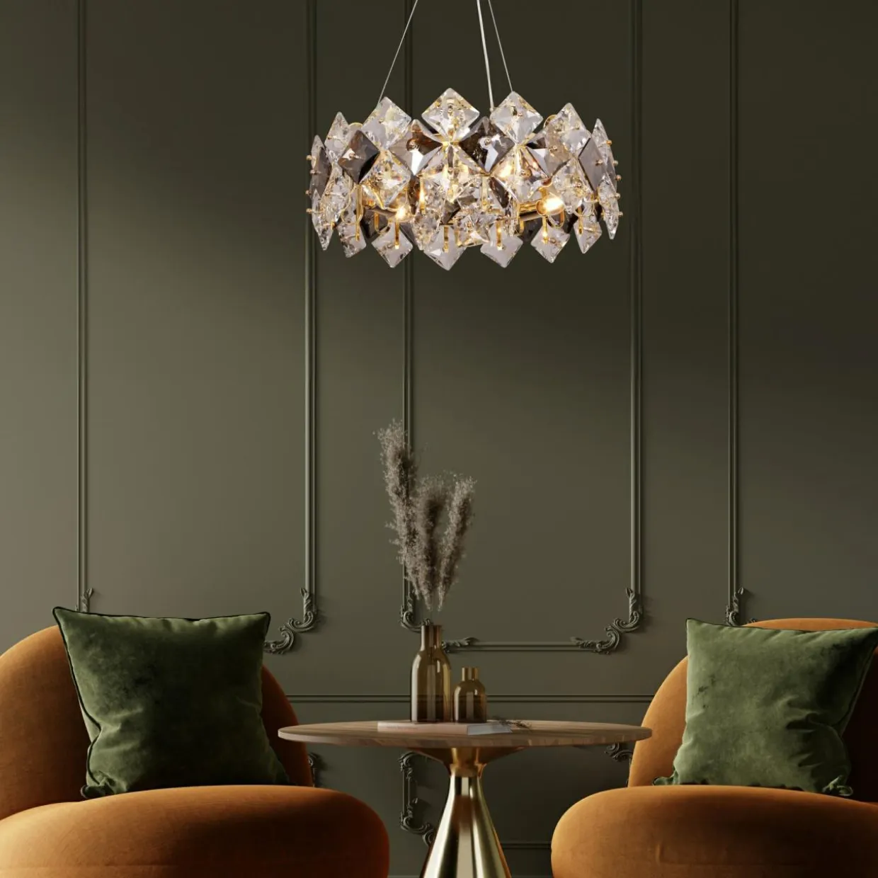 Lampa wisząca glamour złota TIARA