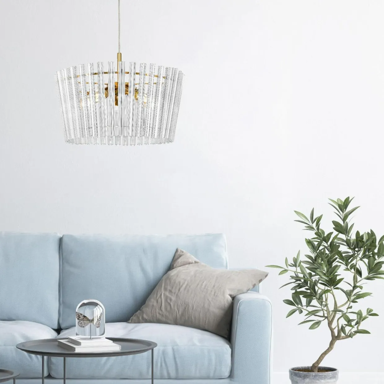 Lampa wisząca glamour złota BACH 41 cm