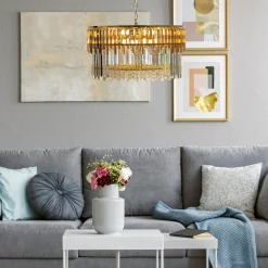 Lampa wisząca glamour złota CAMILLE 60 cm
