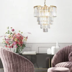 Lampa wisząca glamour złota AMEDEO 48 cm
