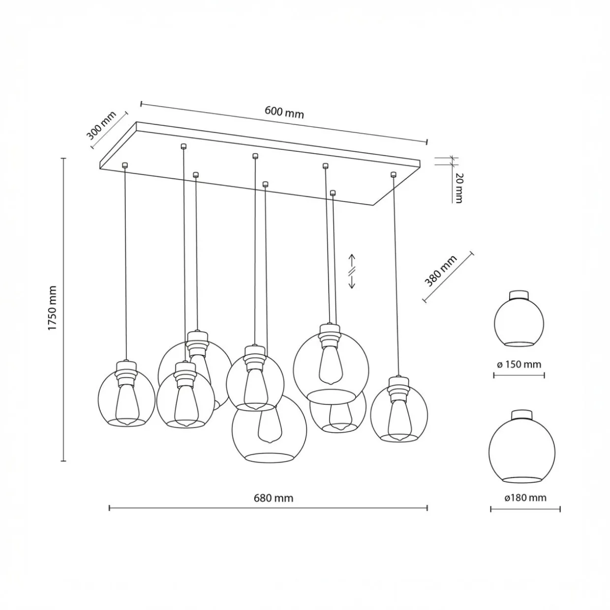 Lampa wisząca grafitowa CUBUS 8