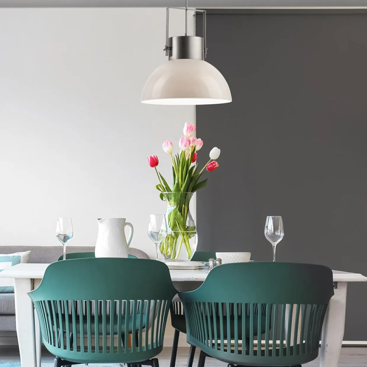 Lampa wisząca industrialna biała KIRA