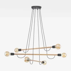 Lampa wisząca jasne drewno HELIX VI WOOD