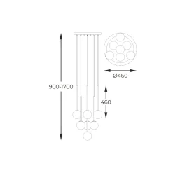 Lampa wisząca kule czarno-złota ARCTURUS 7