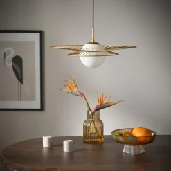Lampa wisząca kulisty klosz złota ALISON