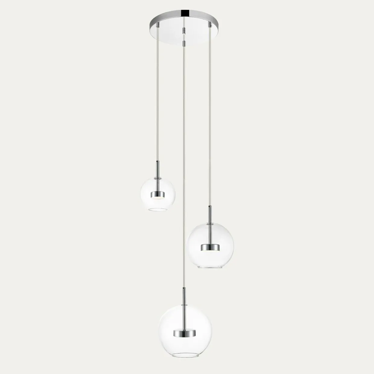 Lampa wisząca LED 3 kule okrągła podstawa chrom ENCELADUS
