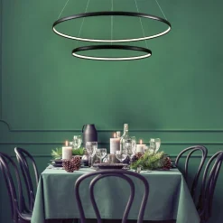 Lampa wisząca LED 2 okręgi czarna CARLO