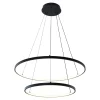 Lampa wisząca LED 2 pierścienie czarna BRENO 60 cm