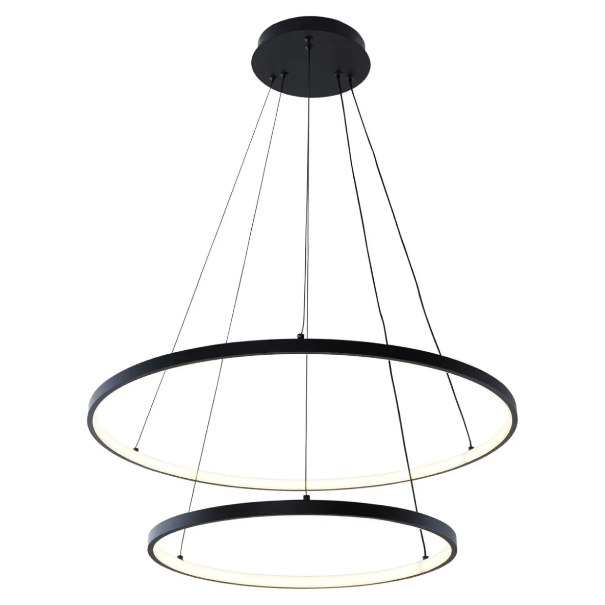 Lampa wisząca LED 2 pierścienie czarna BRENO 60 cm