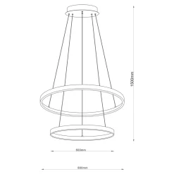 Lampa wisząca LED 2 pierścienie czarna BRENO 80 cm