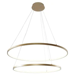 Lampa wisząca LED 2 pierścienie złota BRENO 80 cm