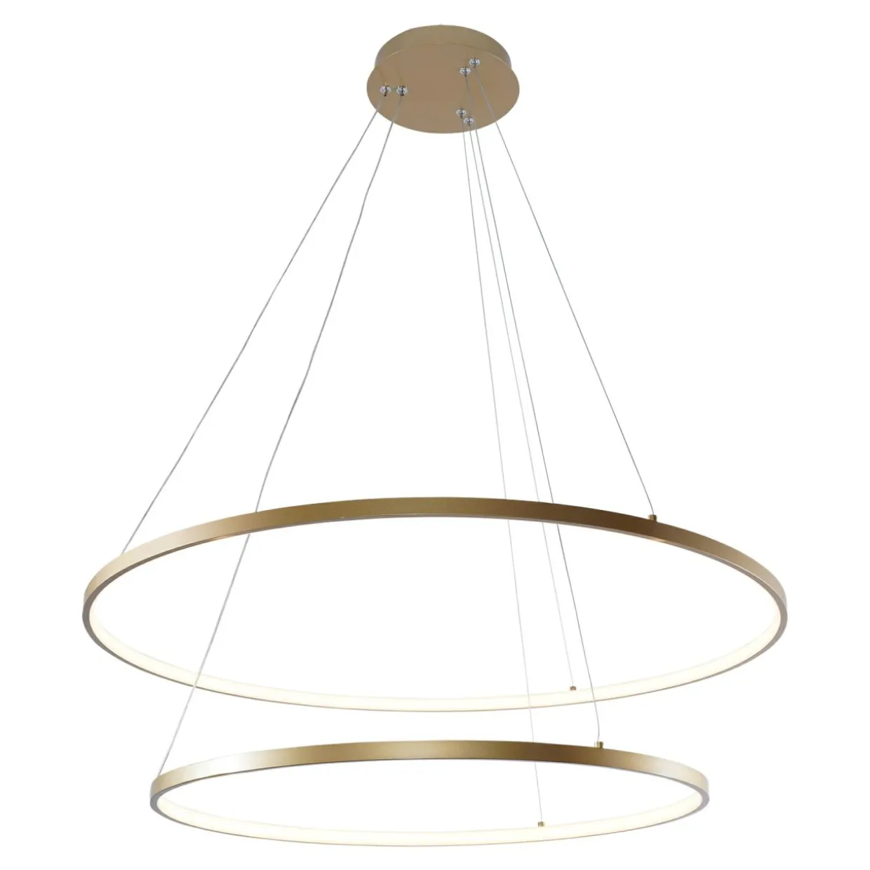 Lampa wisząca LED 2 pierścienie złota BRENO 80 cm