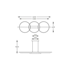 Lampa wisząca LED 3 pierścienie jasne drewno czarna ALMERIA