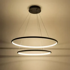 Lampa wisząca LED 2 pierścienie czarna MARSEILLE