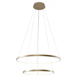 Lampa wisząca LED 2 pierścienie złota BRENO 60 cm