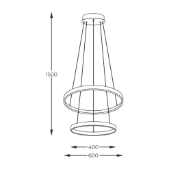 Lampa wisząca LED 2 pierścienie złota BRENO 60 cm